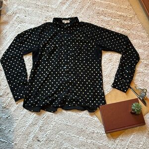 Cotton Candy Black and Sparkly Gold Button-Up Top